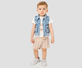 طقم شورت مخطط صيفي اولادي